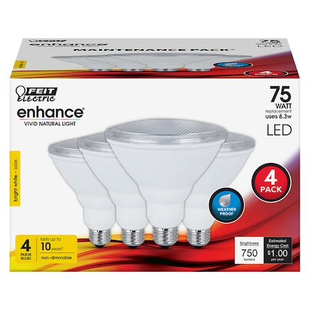 Feit Electric Feit Enhance PAR38 E26 (Medium) LED Bulb Bright White 75 Watt Equivalence 4 pk PAR38930CA4PK